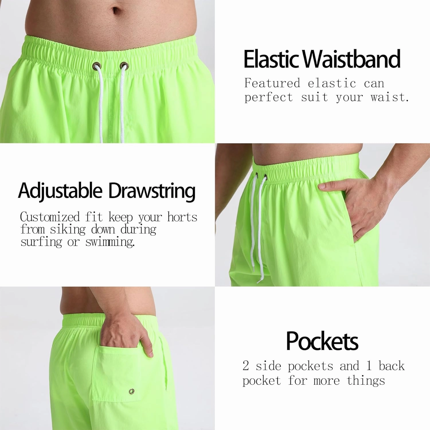 Men's Swim Trunks 5 Inch Quick Dry Board Shorts Mesh Lining Swimming Trunks Beach Shorts for Men Bathing Suits
