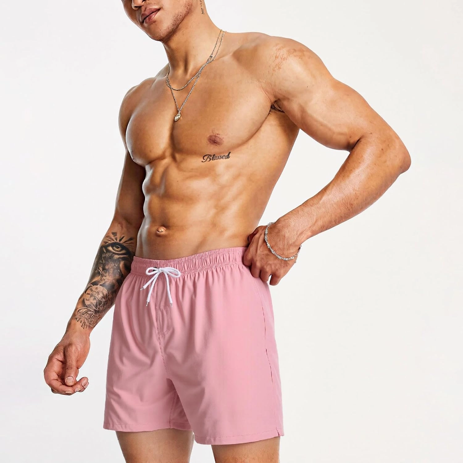 Mens Swim Trunks 5" with Mesh Lining Quick Dry Beach Shorts for Swimming Men Bathing Suit