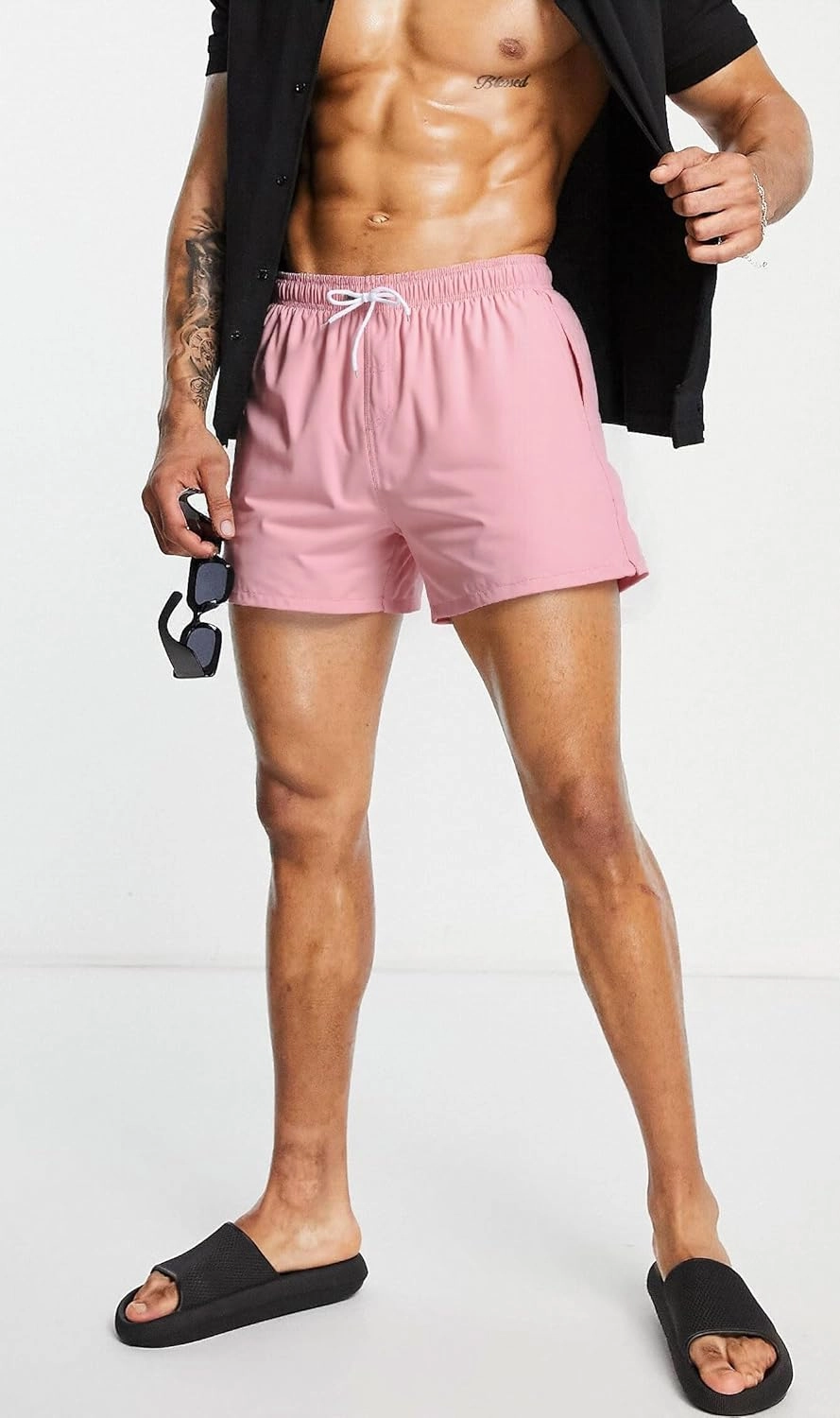 Mens Swim Trunks 5" with Mesh Lining Quick Dry Beach Shorts for Swimming Men Bathing Suit
