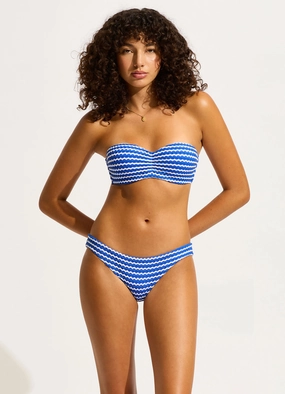Mesh Effect Bustier Bandeau Bikini Top - Azure