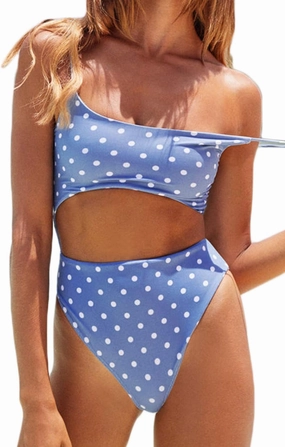 Meyeeka Womens Scoop Neck Cut Out Front Lace Up Back High Cut Monokini One Piece Swimsuit