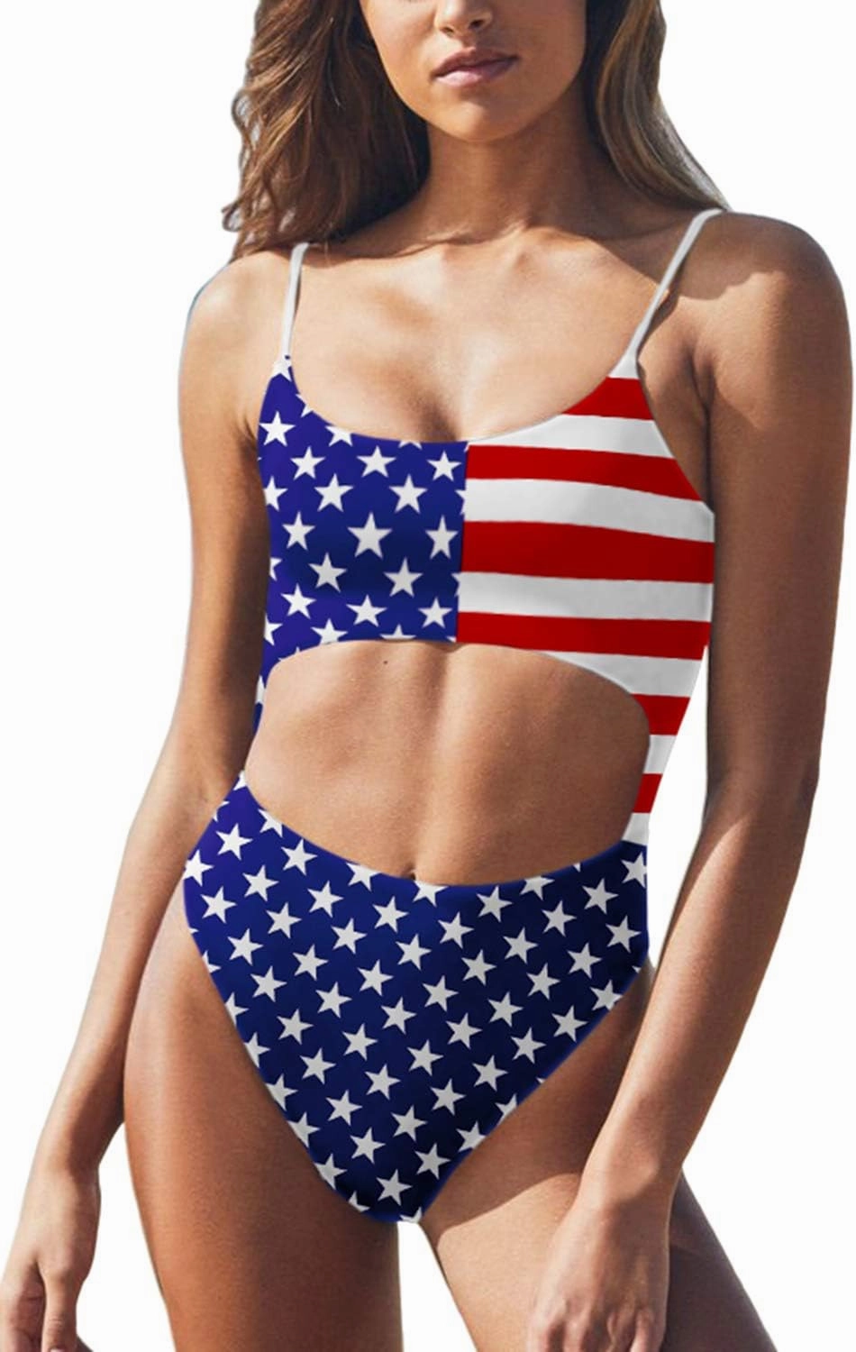 Meyeeka Womens Scoop Neck Cut Out Front Lace Up Back High Cut Monokini One Piece Swimsuit