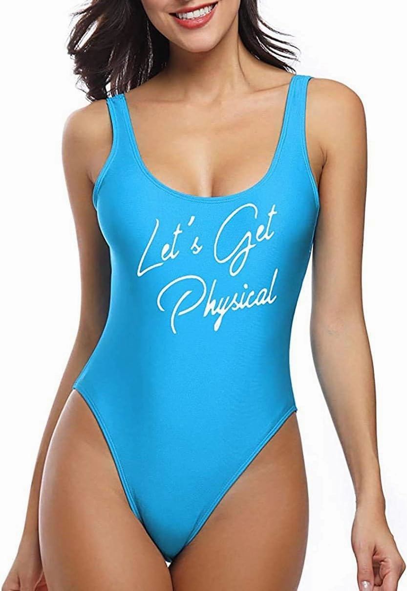 MIAIULIA Women's Retro 80s/90s Inspired High Cut Low Back Padding One Piece Swimwear Bathing Suits