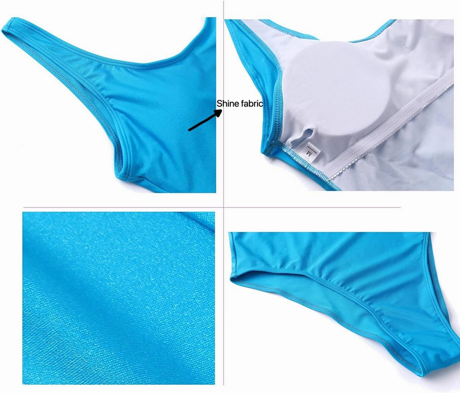 MIAIULIA Women's Retro 80s/90s Inspired High Cut Low Back Padding One Piece Swimwear Bathing Suits