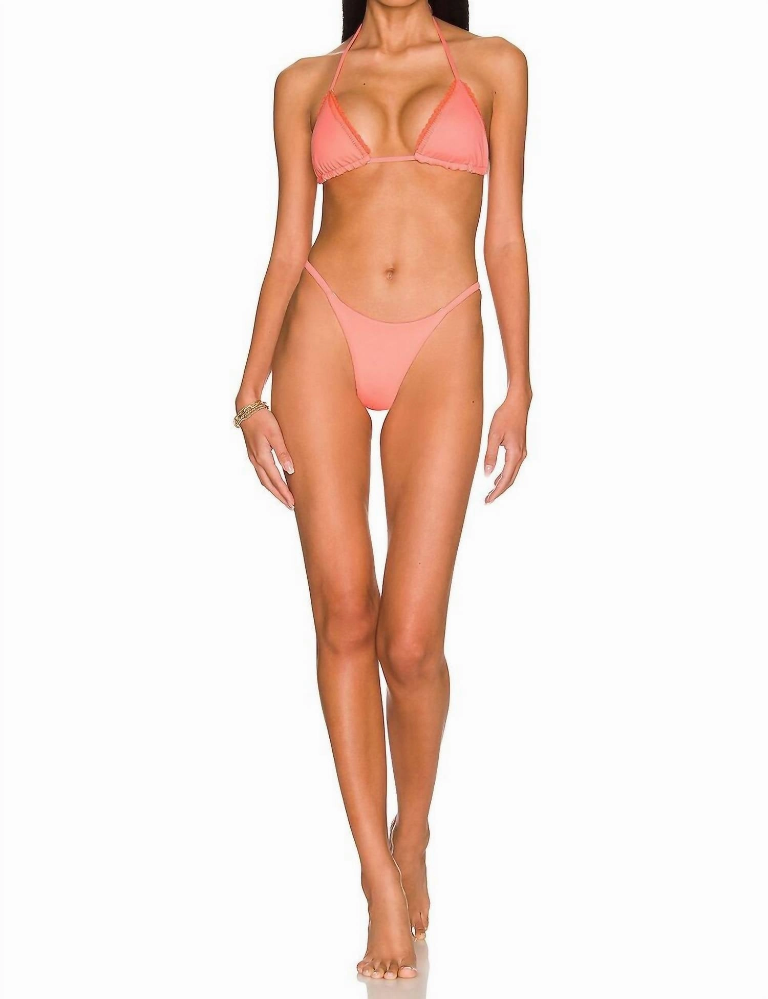 Micro Mini Reversible Bikini Bottom In Coral Peony