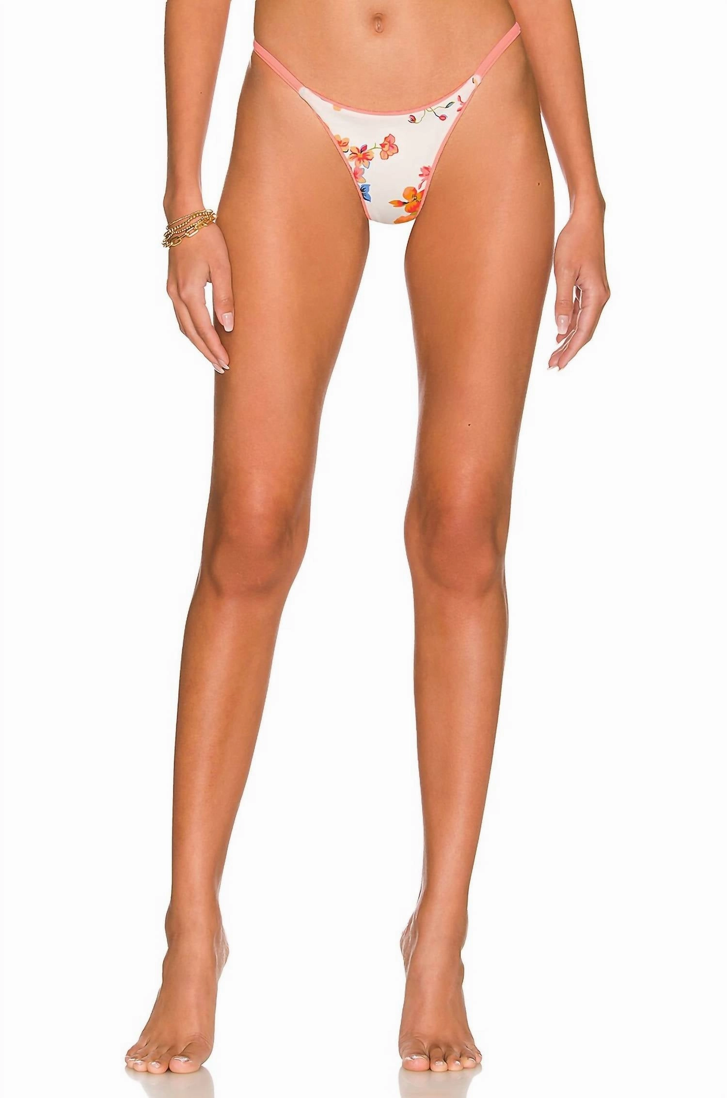 Micro Mini Reversible Bikini Bottom In Coral Peony