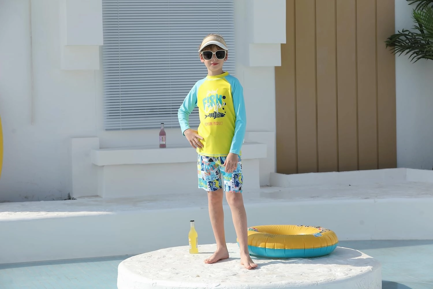MILANKERR Toddler Boys Rash Guard Sets,Swim Trunks with Compression Liner,Swim Shirt Sets