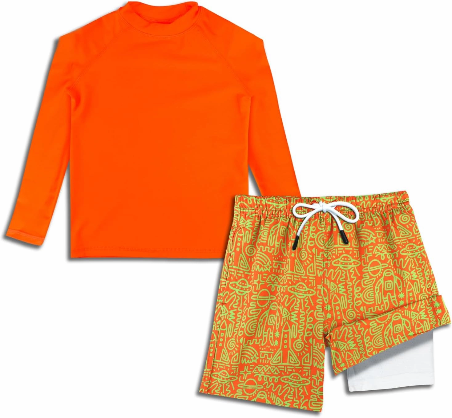 MILANKERR Toddler Boys Rash Guard Sets,Swim Trunks with Compression Liner UPF50 