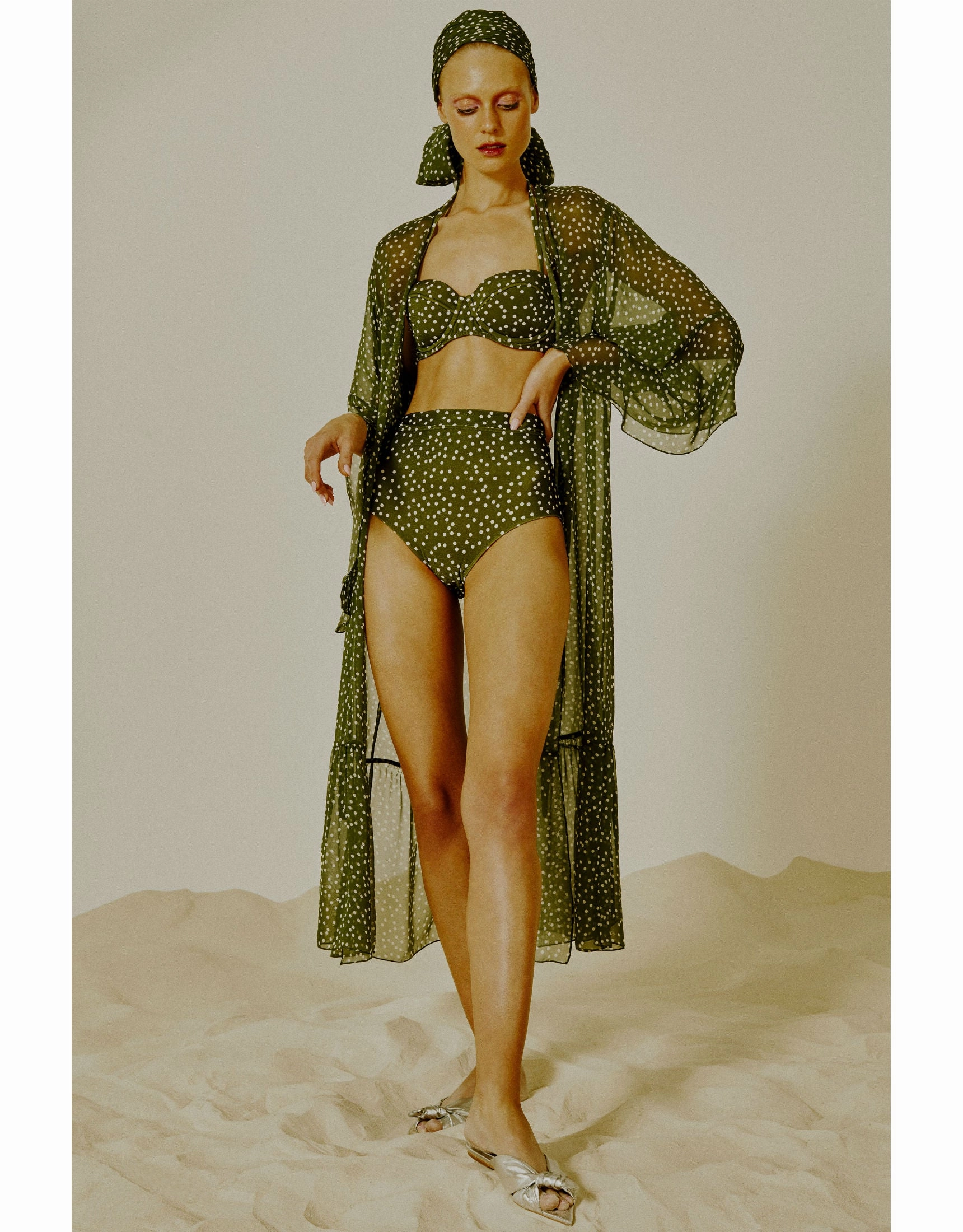 MILLE PUNTI BANDEAU AND HOT PANTS BIKINI IN GREEN
