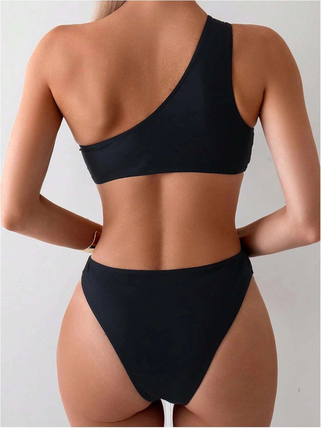 Milumia Women's Cut Out One Shoulder Sleeveless Swimwear Sexy Solid One Piece Bathing Suit
