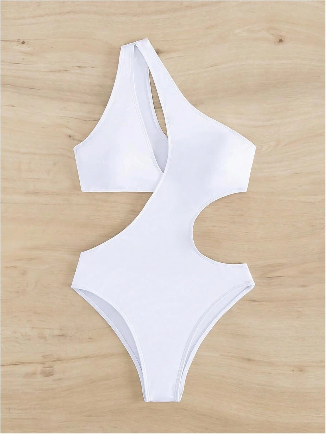 Milumia Women's Cut Out One Shoulder Sleeveless Swimwear Sexy Solid One Piece Bathing Suit