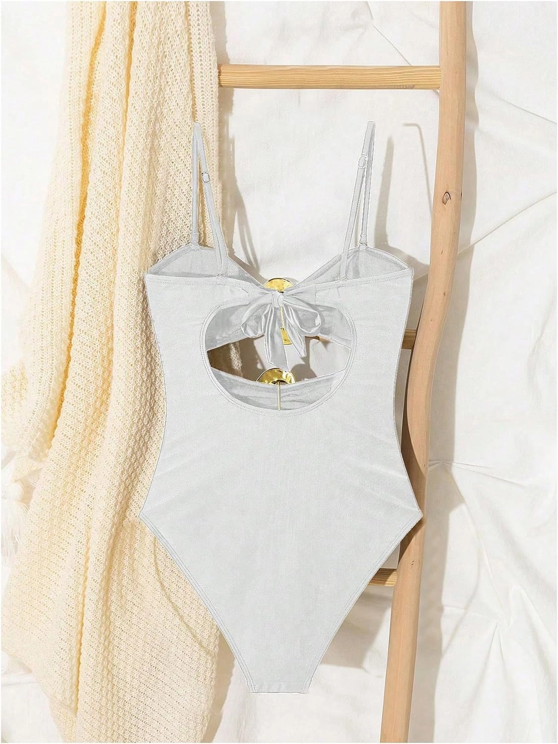 Milumia Women's Metal Ring One Piece Swimsuit Cut Out Strapless Bandeau Bathing Suits