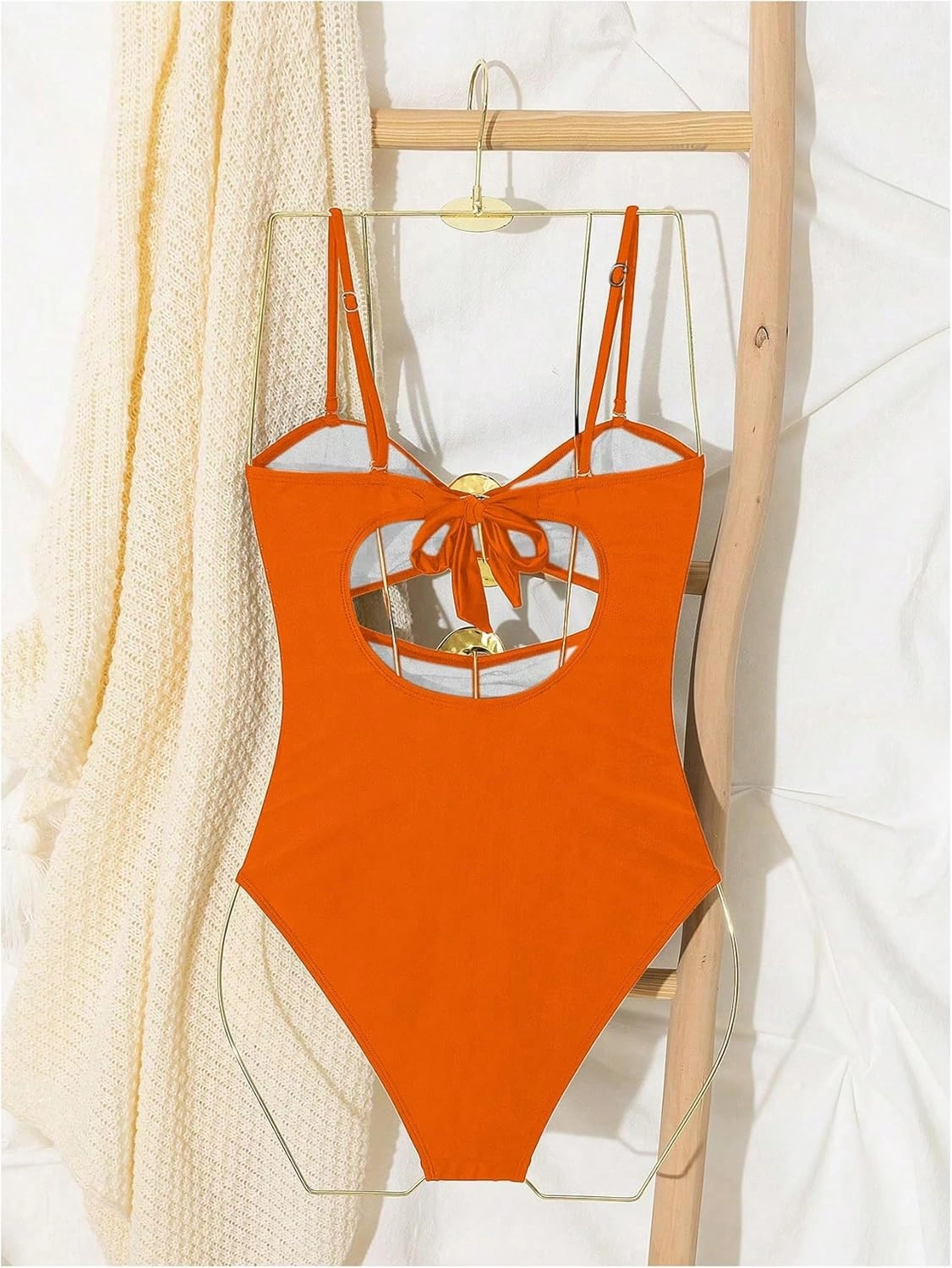 Milumia Women's Metal Ring One Piece Swimsuit Cut Out Strapless Bandeau Bathing Suits