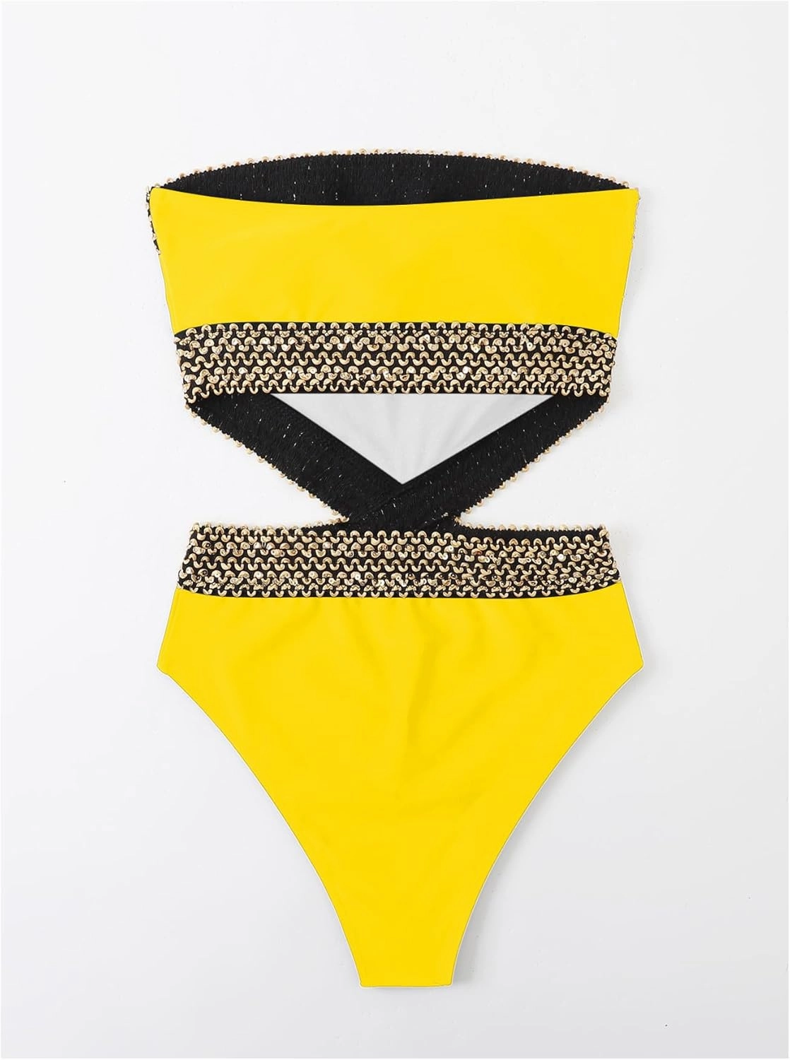 Milumia Women's Stitch Detail Strapless One Piece Swimsuit Cut Out Bandeau Bathing Suit