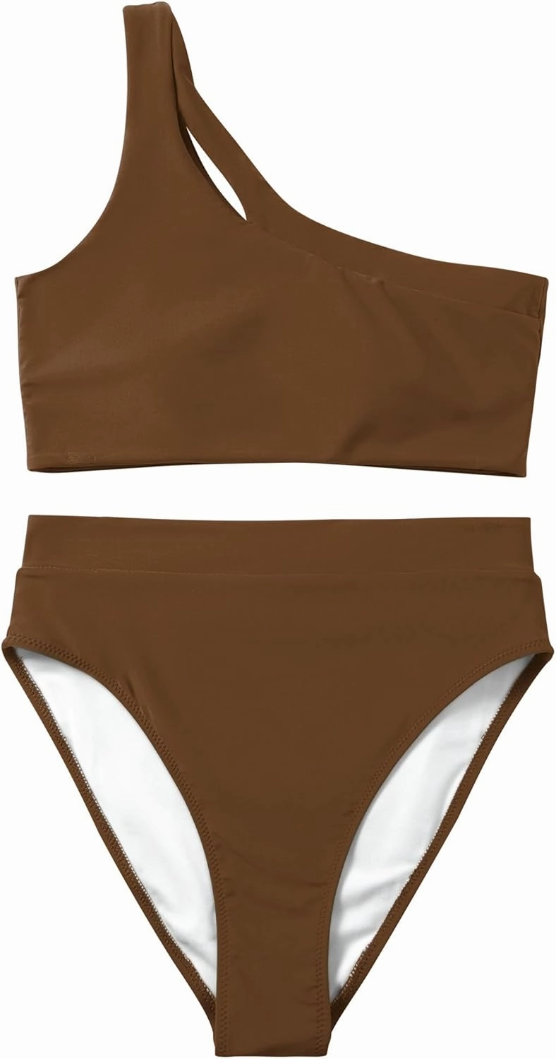 MOOSLOVER Women Cutout One Shoulder High Waisted Bikini High Cut Two Piece Swimsuits