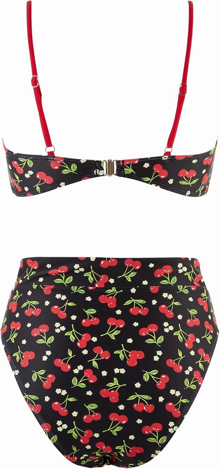 MOSHENGQI Women High Wasited Bikini Shoulder Strap 2 Piece High Cut String Swimsuits