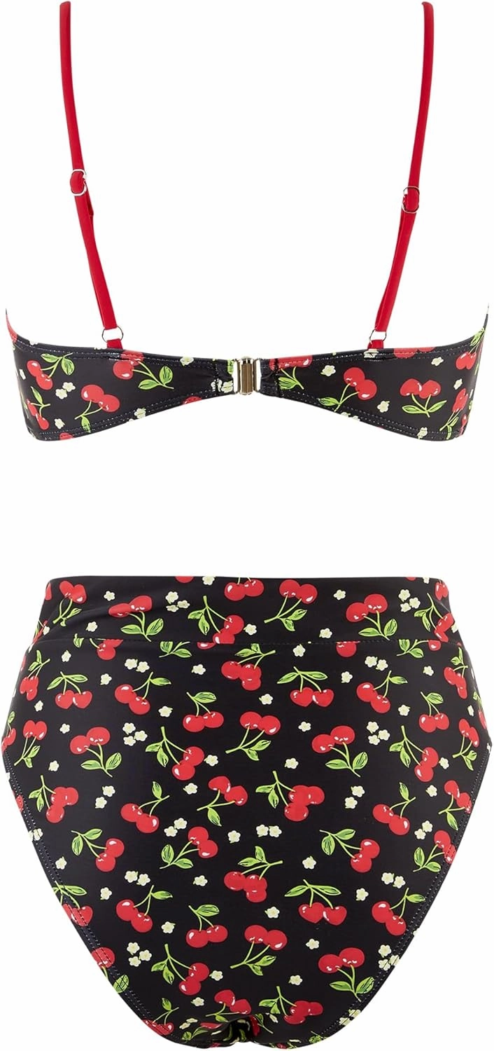 MOSHENGQI Women High Wasited Bikini Shoulder Strap 2 Piece High Cut String Swimsuits