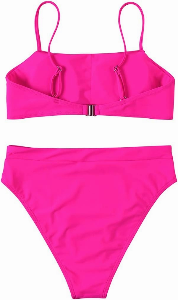MOSHENGQI Women High Wasited Bikini Shoulder Strap 2 Piece High Cut String Swimsuits