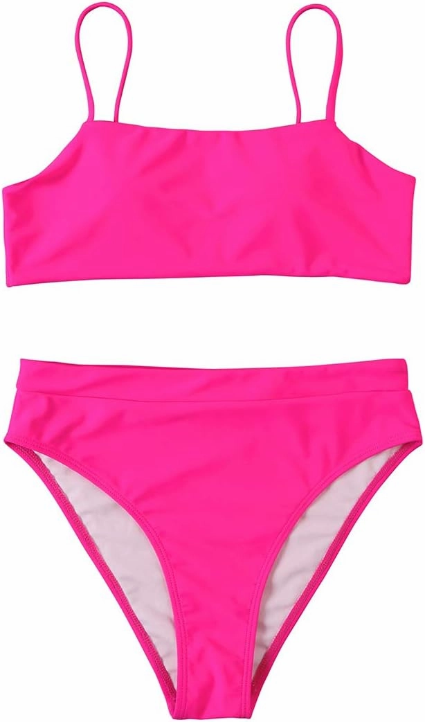MOSHENGQI Women High Wasited Bikini Shoulder Strap 2 Piece High Cut String Swimsuits