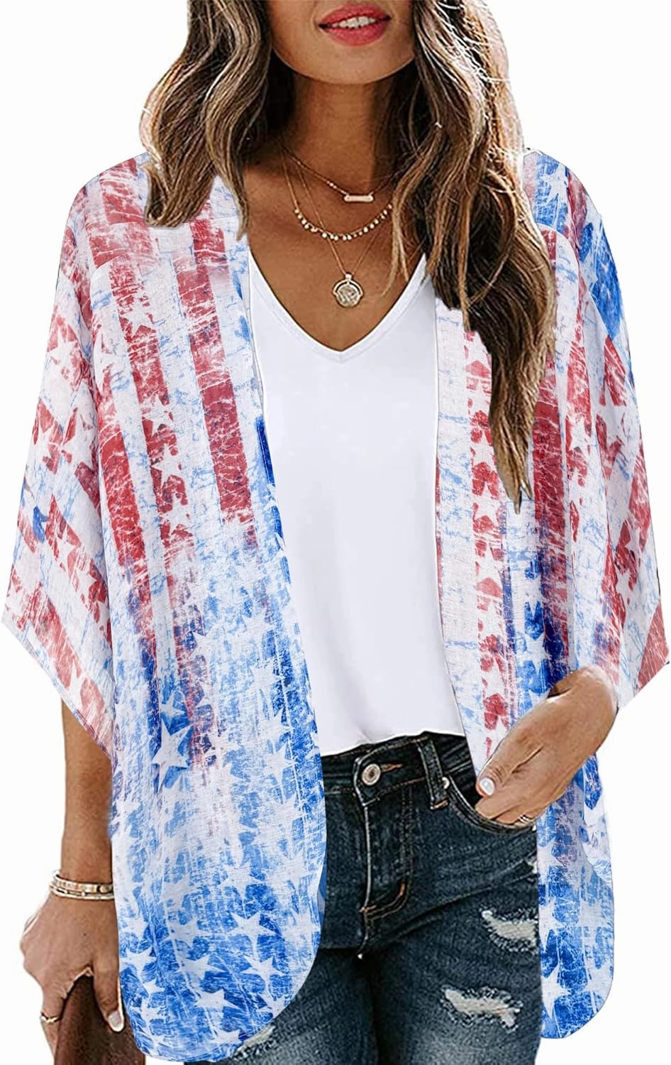 Moss Rose Women's Beach Kimono Coverup Sheer Chiffon Cover Ups, Casual Loose Open Front Cardigan Tops