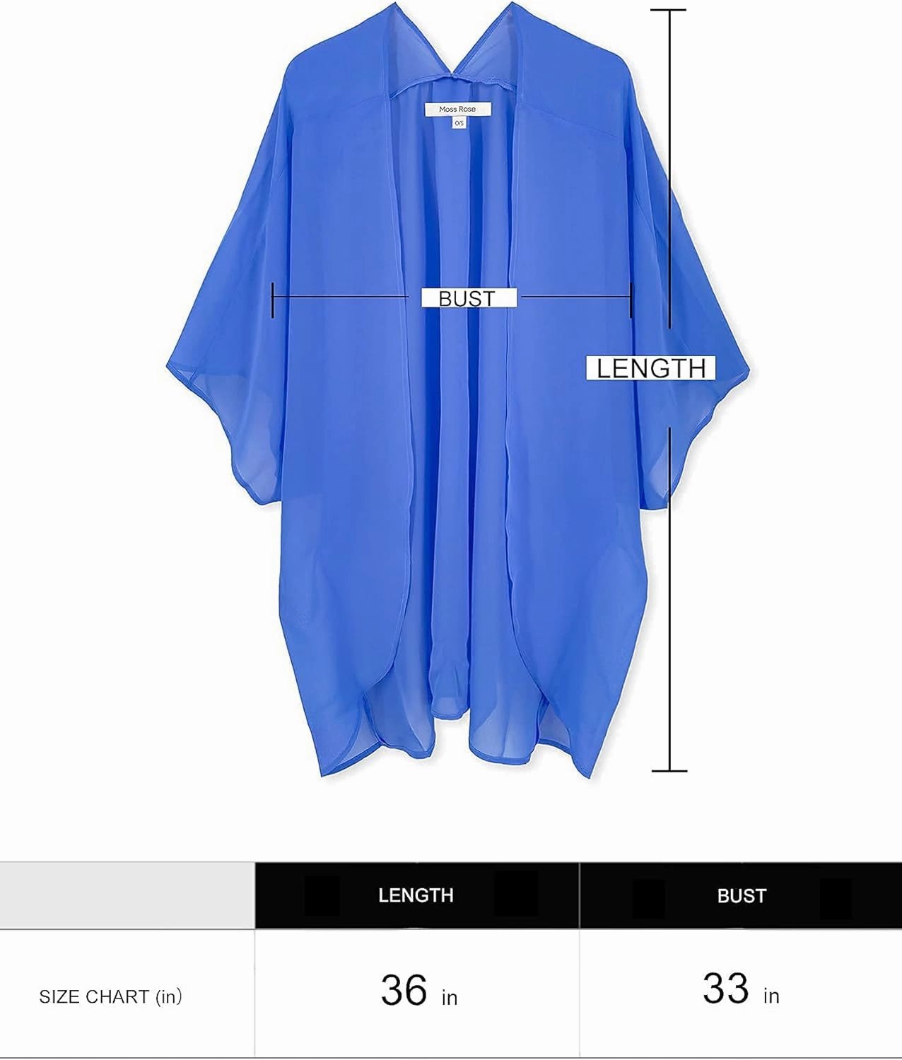 Moss Rose Women's Beach Kimono Coverup Sheer Chiffon Cover Ups, Casual Loose Open Front Cardigan Tops