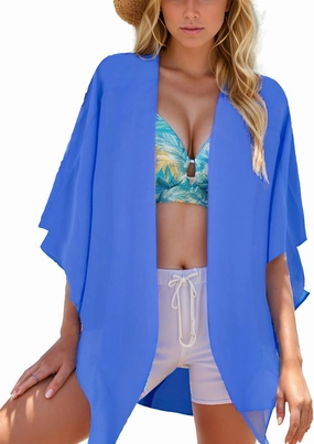 Moss Rose Women's Beach Kimono Coverup Sheer Chiffon Cover Ups, Casual Loose Open Front Cardigan Tops