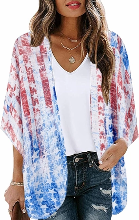 Moss Rose Women's Beach Kimono Coverup Sheer Chiffon Cover Ups, Casual Loose Open Front Cardigan Tops