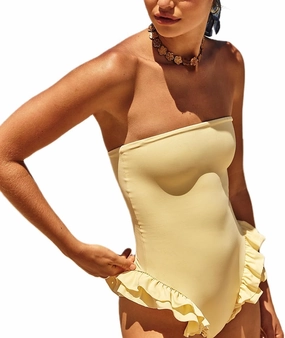 Mxiqqpltky One Piece Womens Swimsuits Y2k Ruffle Bathing Suit Spaghetti Strap Square Neck Tummy Control Slimming Swimwear
