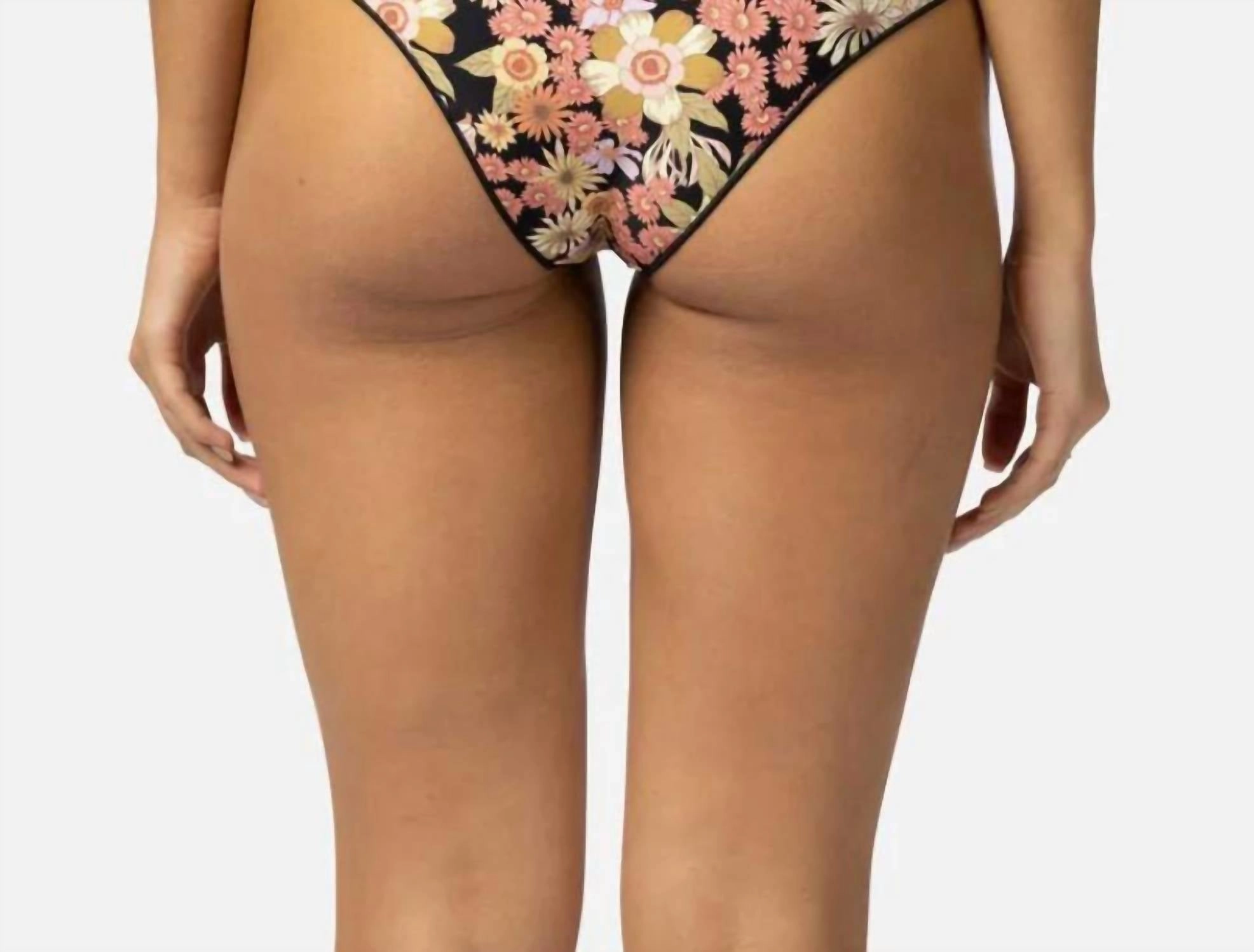 Mystic Floral Cheeky Hipster Bikini Bottom In Black