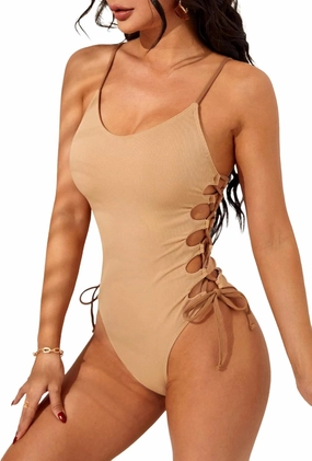 Narecte One Piece Swimsuit Women Bathing Suit Sexy High Cut Women's One-Piece Swimsuits Monokini One Piece Bathing Suit