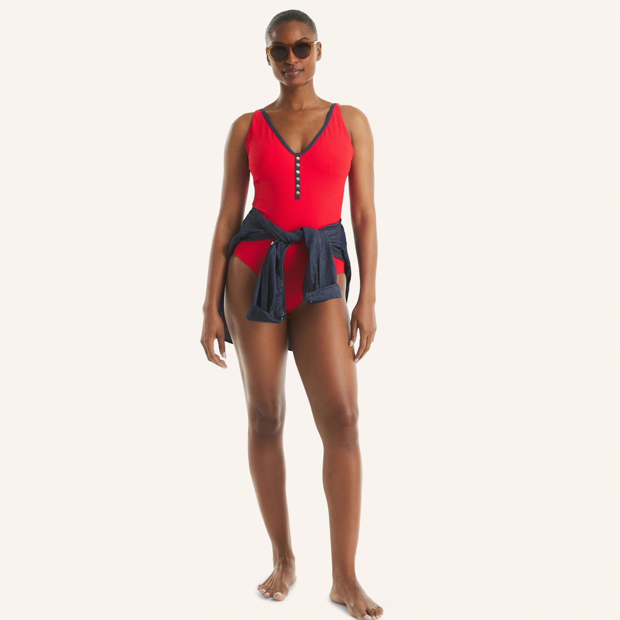 Nautica Womens Textured One-Piece Swim