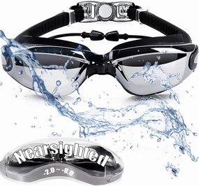 Nearsighted Swim Goggles -2.0D to -8.0D,Anti Fog Shortsighted Swimming Goggles with Clear Lens No Leak UV Protection