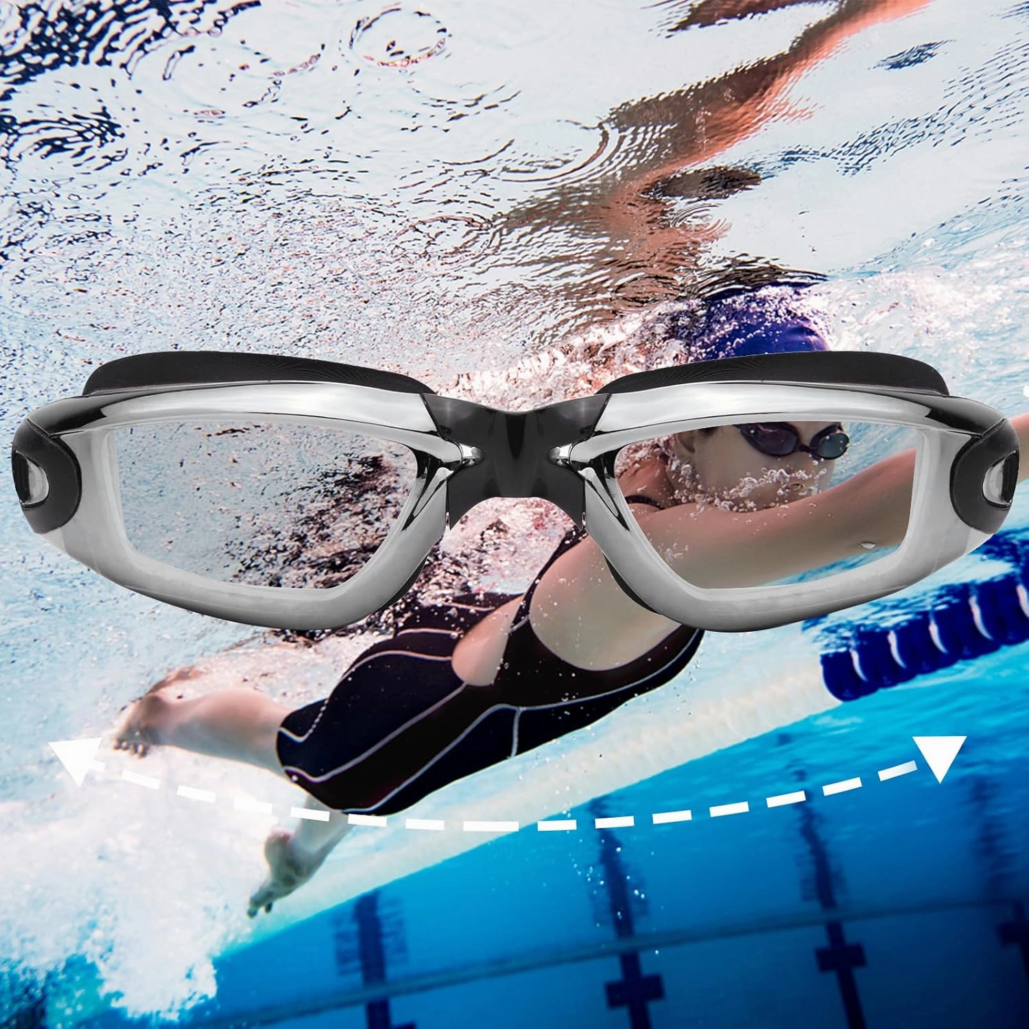Nearsighted Swim Goggles -2.0D to -8.0D,Anti Fog Shortsighted Swimming Goggles with Clear Lens No Leak UV Protection