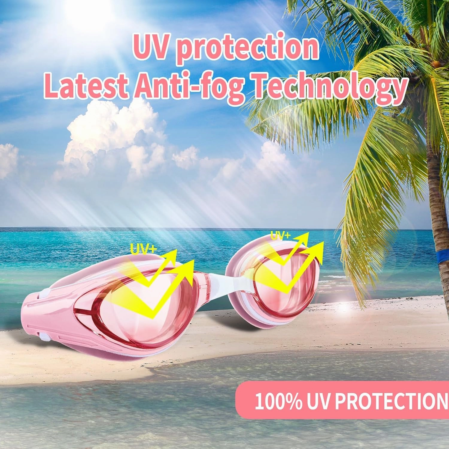 Nearsighted Swim Goggles, Anti-Fog, Dual Strap, Auto Buckle, Short Sighted Swimming Goggles for Men Women Adult Junior