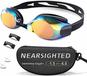 Nearsighted Swimming Goggles Polarized Anti-Fog No Leaking Shortsighted Swim Goggles for Women Men Kids Adults