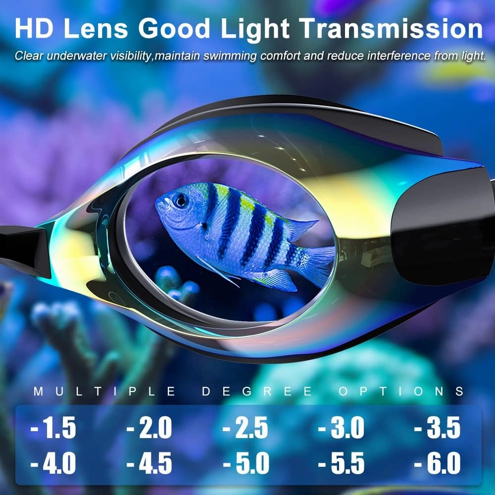 Nearsighted Swimming Goggles Polarized Anti-Fog No Leaking Shortsighted Swim Goggles for Women Men Kids Adults