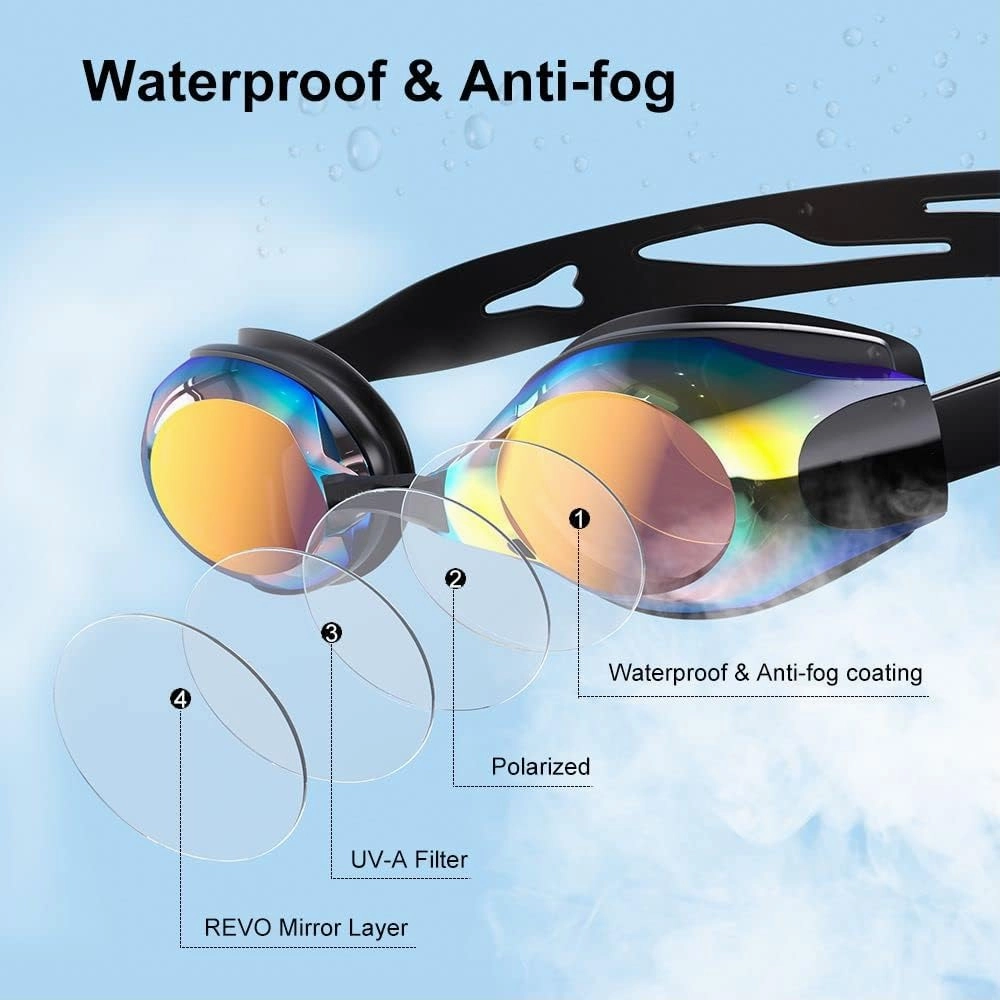 Nearsighted Swimming Goggles Polarized Anti-Fog No Leaking Shortsighted Swim Goggles for Women Men Kids Adults