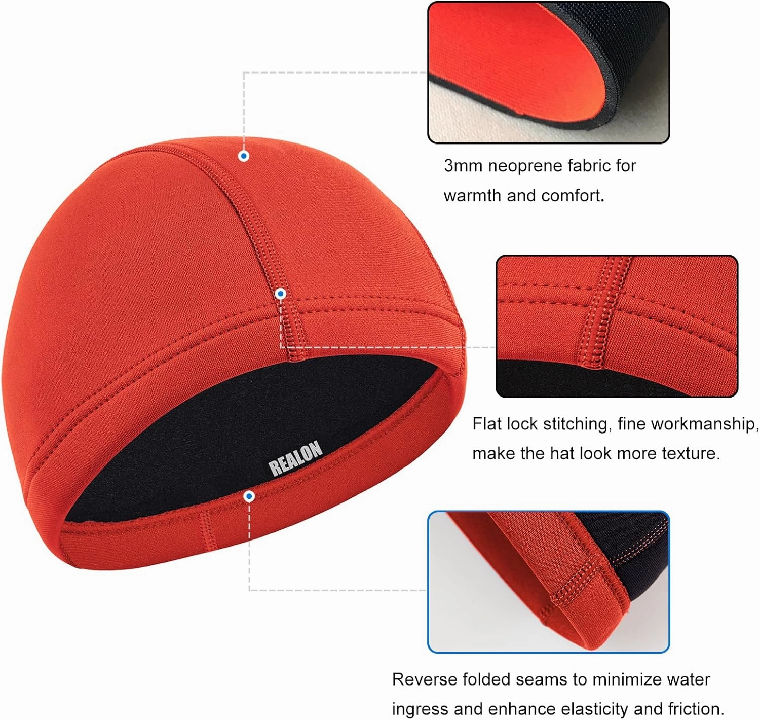 Neoprene Diving Hood Wetsuit Cap for Men Women and Youth 3mm Thermal Scuba Headband Swim Beanie, Long Hair Protection Hat for Swimming Surfing Windsurfing Snorkeling Water Sports