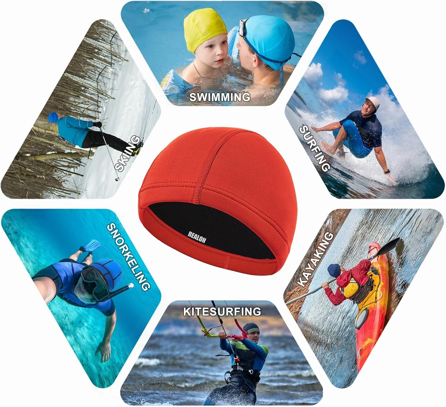 Neoprene Diving Hood Wetsuit Cap for Men Women and Youth 3mm Thermal Scuba Headband Swim Beanie, Long Hair Protection Hat for Swimming Surfing Windsurfing Snorkeling Water Sports