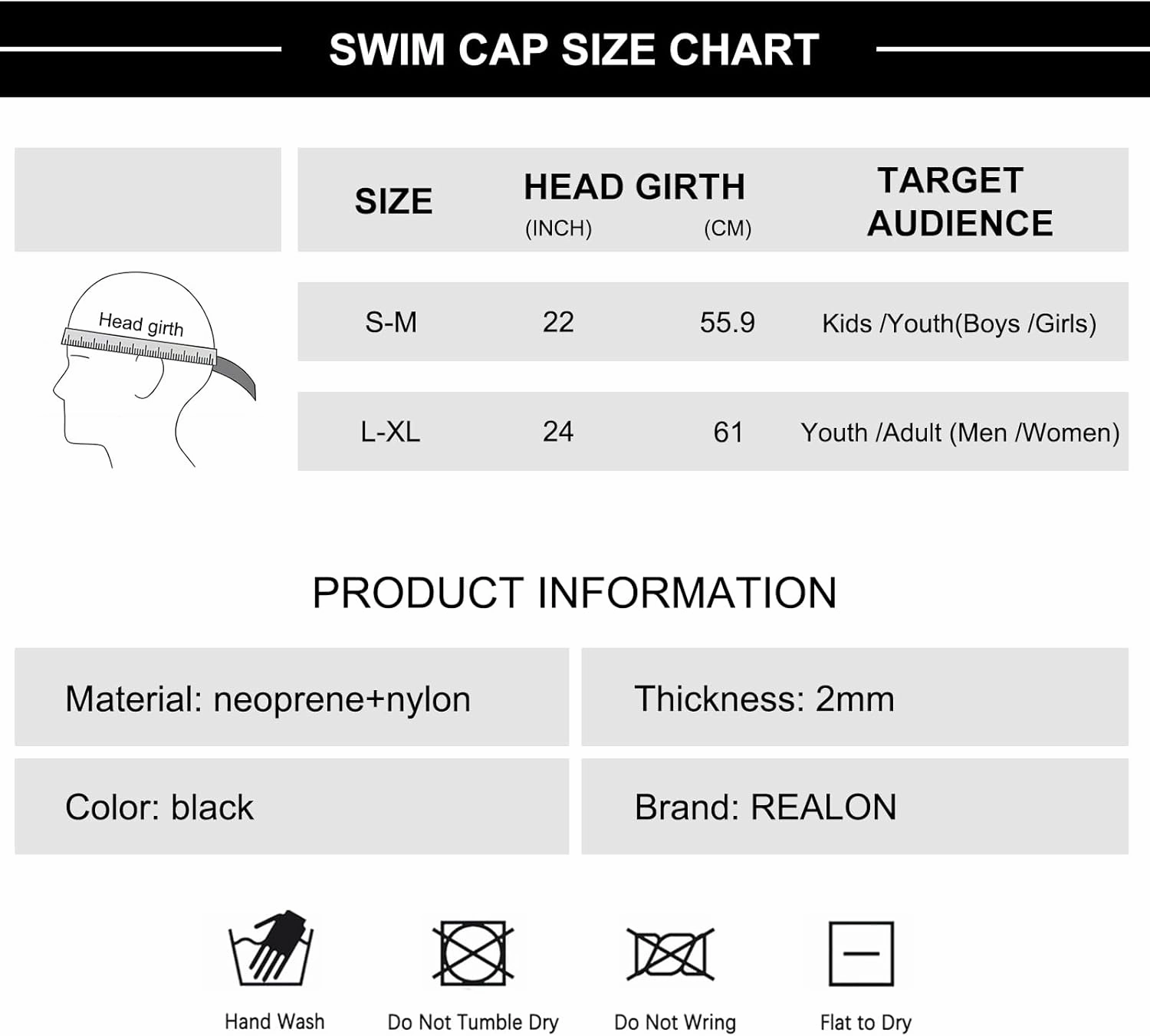 Neoprene Scuba Diving Hood 2mm Thermal Swim Cap for Mens Women Youth Boys Girls, Long Short Hair Warm Clean Breathable Wetsuit Beanie for Swimming Surfing Hunting Skiing Cold Water Aerobics
