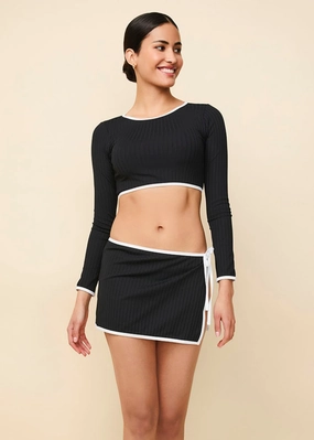 Nola Ribbed Rashguard Noir / Optic White