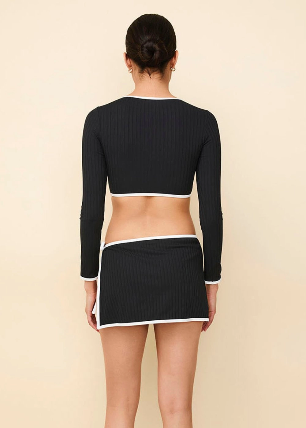 Nola Ribbed Rashguard Noir / Optic White