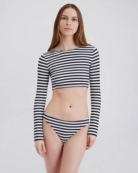 Nola Ribbed Rashguard Noir Optic White Stripe