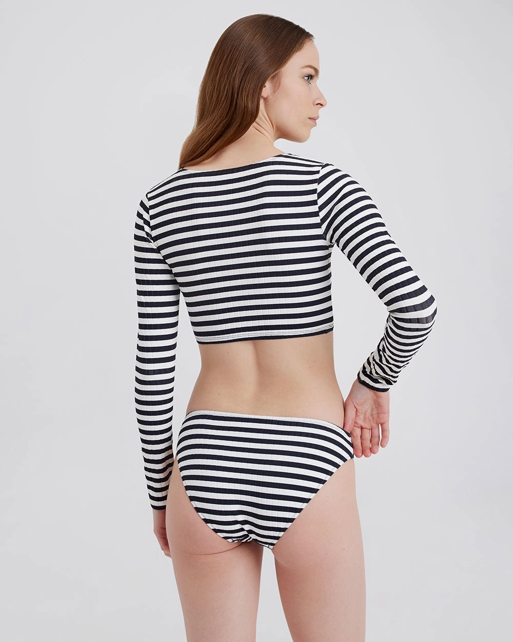 Nola Ribbed Rashguard Noir Optic White Stripe