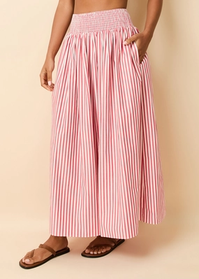 Noreen Skirt Washed Red / Optic White Stripe