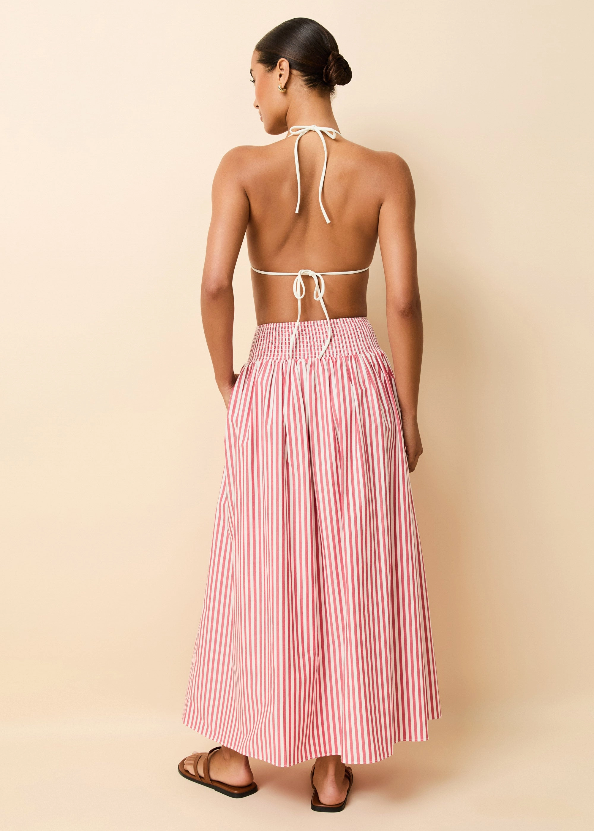 Noreen Skirt Washed Red / Optic White Stripe