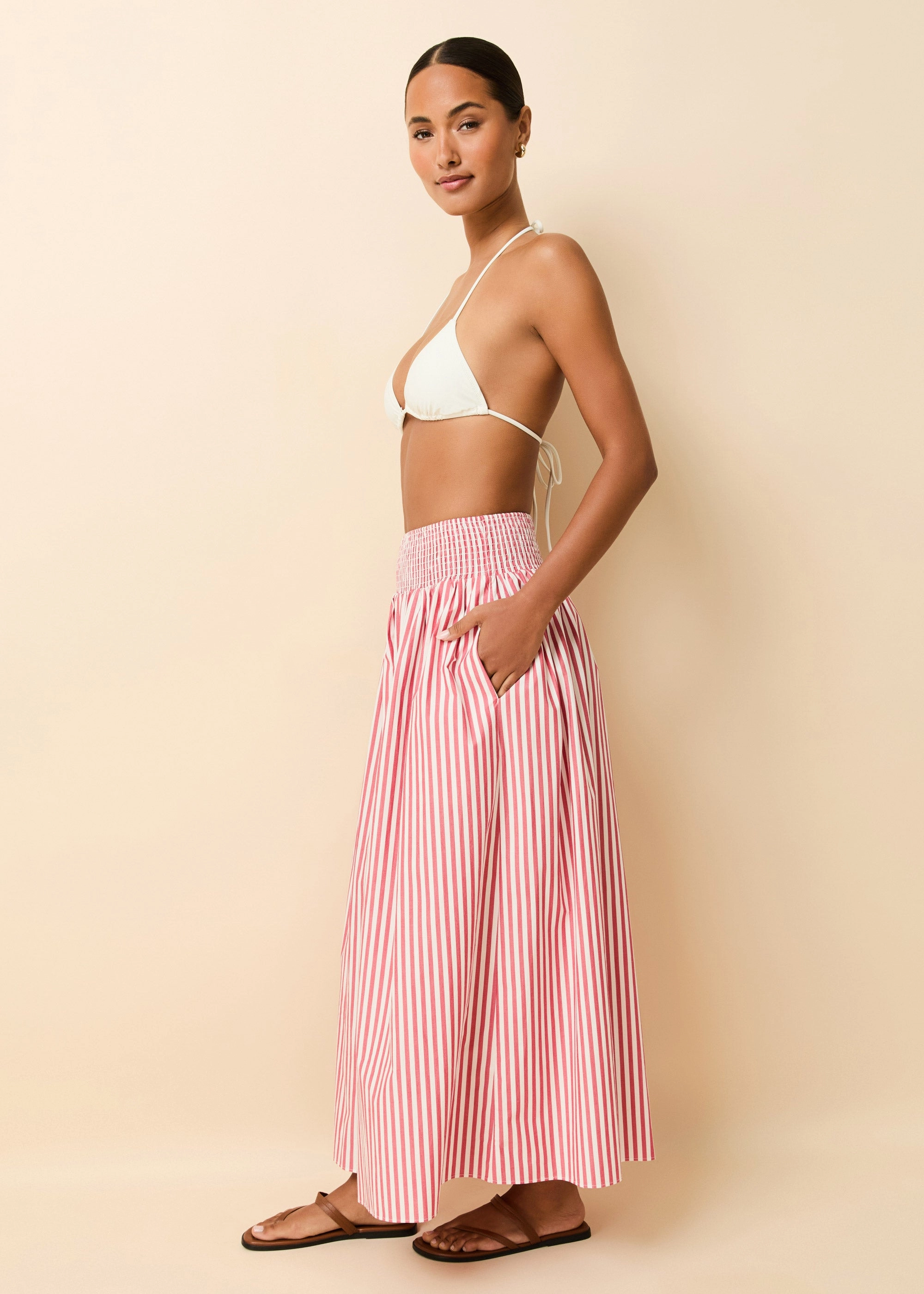 Noreen Skirt Washed Red / Optic White Stripe