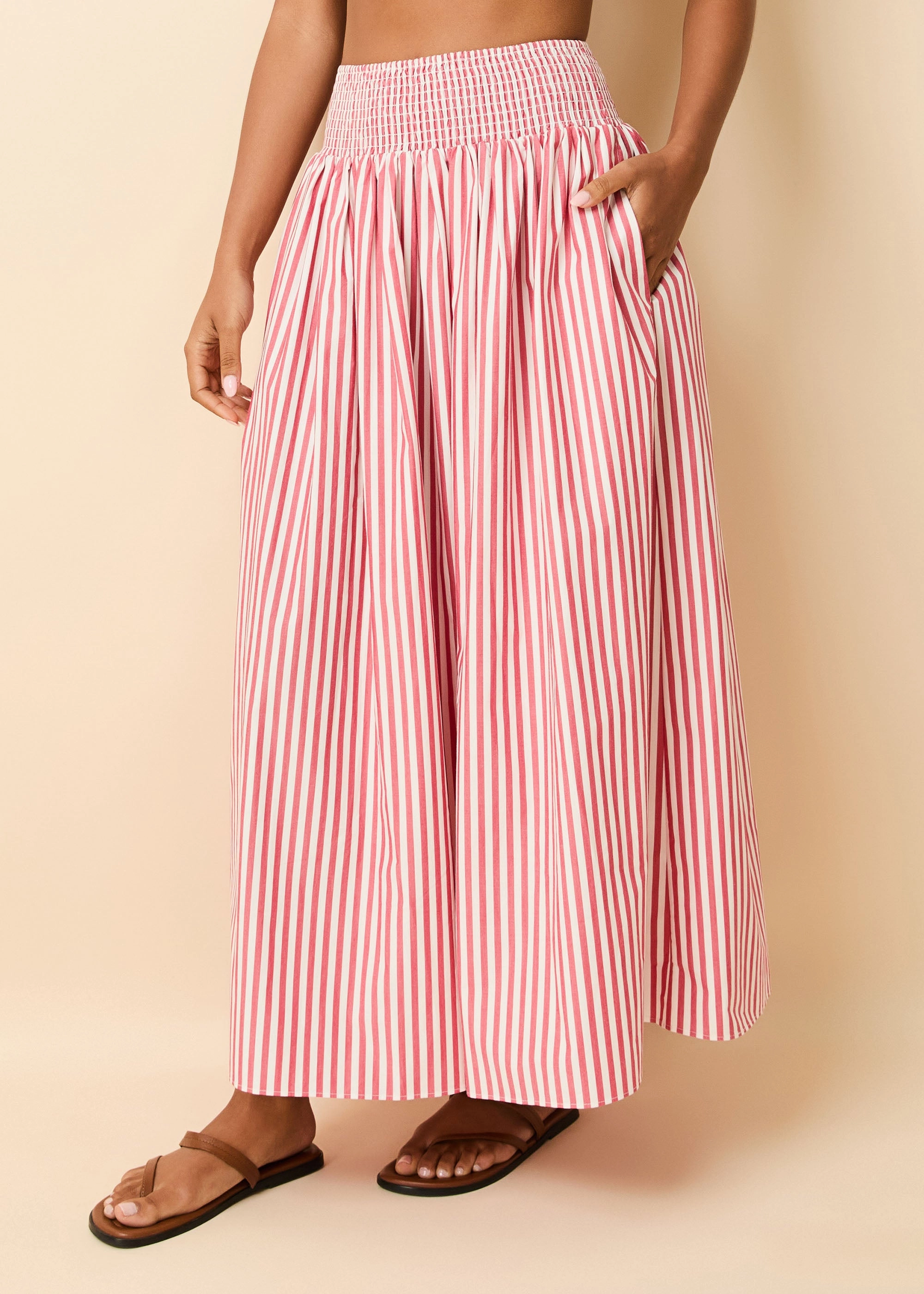 Noreen Skirt Washed Red / Optic White Stripe