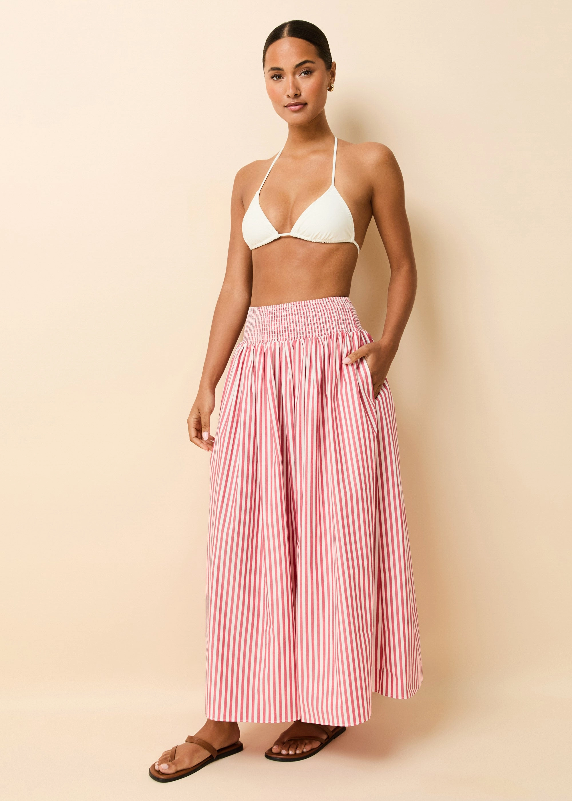 Noreen Skirt Washed Red / Optic White Stripe