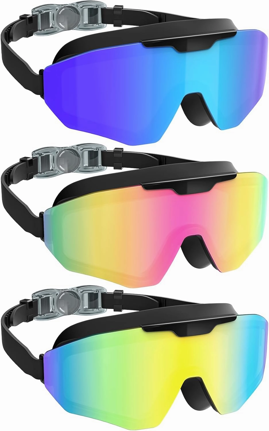 NSSIW Swim Goggles Adult Goggles-for-Swimming: No Leak with UV400 Protection Anti Fog Wide View for Men and Women 3 Pack